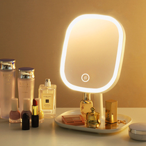 Makeup mirror Desktop led light Student dormitory office Home small folding desktop dressing mirror with lamp