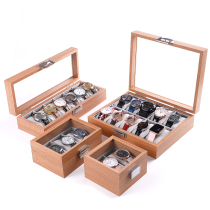 Watch storage box window opening pear wood grain leather watch packaging and finishing box Set up a stall bracelet plate watch shelf