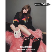 GRACECHOW-21FW Zhou Yangqing (Star Series) Mohai Hair Clothes Women's Winter Loose Lazy Knitted Shirt