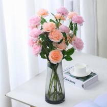  Simulation peony flower living room flower arrangement decoration plastic fake flower dried bouquet decoration high-end dining table flowers roses