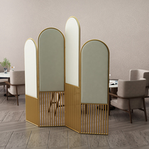 Hotel mobile partition wall foldable floor-to-ceiling non-perforated screen dining room living room light luxury iron porch