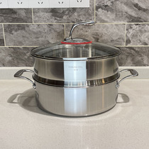 Fine clip copper stainless steel fried stew stew multi-function pot 28cm flat hot pot non-coated