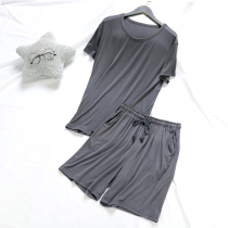 Simple Japanese mens loungewear set Mordale crew neck youth thin short sleeve shorts loose plus size pajamas summer