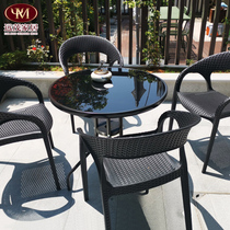 Outdoor Table And Chairs Patio Garden Balcony Chairs Imitation Tenvines Chair Three Sets Combination Leisure Terrace Outdoor Table and chairs