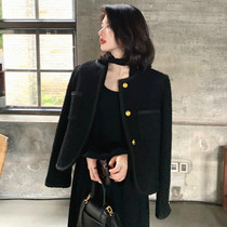 Yang Mis same style of black gold high-end luxury lady Xiaoxiang wind coat female small short tweed top spring and autumn