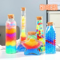 DIY rainbow luminous sand starry sky ocean water-absorbing bubble big beads Glass drift bottle Wooden stopper wishing bottle full set of materials