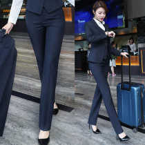 Autumn and winter professional wear pants womens black high waist slim suit pants plus velvet padded dress work pants children
