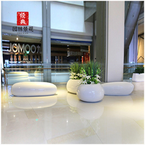 Custom FRP cobblestone leisure seat shopping mall flower pot public rest outdoor water drop flower pot tree pool stool