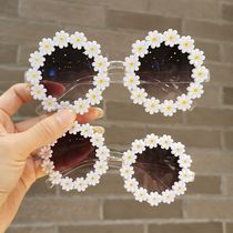 Child Parenting Adult Sunglasses Girl Small Daisy Flowers Beach Sun Protection Photo Sunglasses Baby Styling Glasses