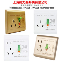 Shanghai Delixi leakage socket 16A air conditioner three hole leak guarantee 10A five hole water heater socket Golden White