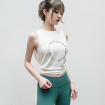 Fashion print LOGO sleeveless sports vest female breathable fitness running top loose wide shoulder yoga Blouse Autumn