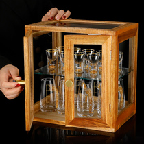 Creative household Chinese gold foil white wine cup Wooden box dustproof storage set Bullet cup Spirits cup wine dispenser set