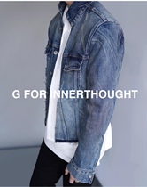 G FOR INNERTHOUGHT) Japanese KUROKI red-rimmed remake heavy washed paneled denim jacket male