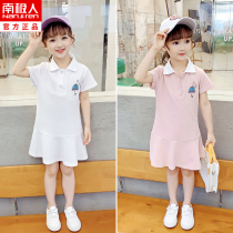 Girl dress summer children Net red princess dress summer dress middle child girl Summer foreign polo skirt childrens clothing