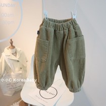 Practical ~ corduroy plus cashmere pants Korea children's 2021 spring and autumn new casual pants for boys and girls