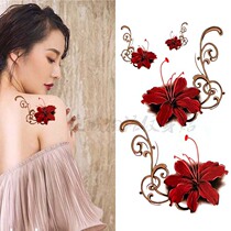 New sexy and beautiful hand-painted 3D three-dimensional cross-shore flower waterproof long-lasting lifelike tattoo stickers Manzu shahua scar