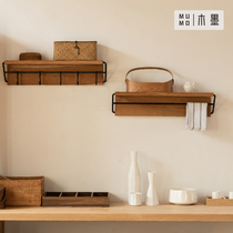 MUMO wood ink orderly storage rack all original solid wood wall wall book kitchen living room adhesive hook