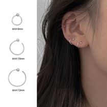 Ear hole earrings female sterling silver simple cold wind small circle bean ear bone nails 2021 New Tide ear ring