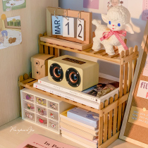 ins bamboo double-layer shelf is convenient and easy to install. Student dormitory desktop storage happiness improvement