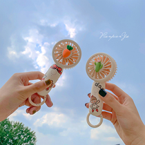 ins Girl cute girl Sticker hanging bag keychain Portable three-speed wind can be set up can be handheld usb small fan
