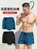 Swimming trunks mens loose quick-drying swimming trunks flat swimsuit suit Beach pants hot spring swimming mens equipment anti-embarrassment