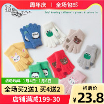 Childrens gloves winter boy finger cover warm autumn winter boy baby five finger girl girl cute child