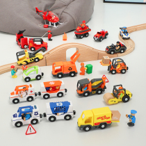 Building block track SOUND AND LIGHT MAGNETIC SMALL TRAIN COMPATIBLE RICE RABBIT MILLET RAILCAR WOODEN FIRE RACING TRACK TOY