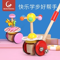 Infant children wooden push push music 0 baby 1 single lever toddler trolley 2 years old 3 baby walking small plane toy