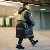 Boy Down Jacket 2021 New 12-year-old Childrens Long Medium and Large Childrens Wear Boy Thick Winter Clothes Tide Brand Jacket