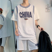 Summer basketball suit sports suit mens baseball trend brand Ruffian handsome set with handsome shorts short-sleeved t-shirt