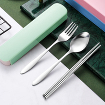 Outdoor portable folding chopsticks tableware set telescopic spoon Fork stainless steel three-piece set Tourist Hotel