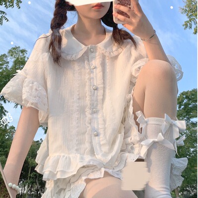 taobao agent Doll, summer megaphone, short jacket, Lolita style, doll collar, with short sleeve