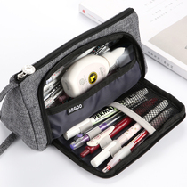 Large capacity canvas pencil bag Japanese middle school students net red stationery box Korean middle school students multi-function pencil box ins canvas boys high school students High school students Advanced sense Japanese style dirt-resistant washable