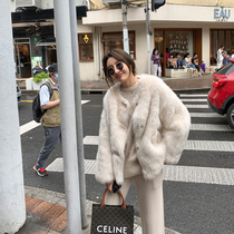 CHOVAL snow elf imported Tuscan fur one coat female lamb hair young fur