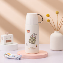 High value thermos cup female cute student water cup with lid 304 stainless steel children kettle for school special ins