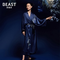 THEBEAST wild beast pie osmanthus oolong Tibetan green true silk long sleeping robe home clothes can be worn outside pyjamas