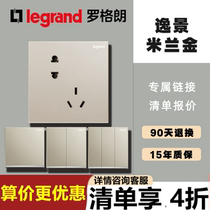 TCL Rogrand Yijing series Milan gold inlaid silver edge borderless large panel switch socket single open five holes