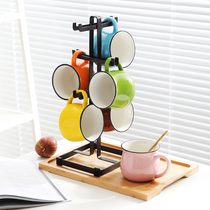 Home cup set ins light luxury multi-color coffee cup milk cup breakfast cup mug 6 with shelf