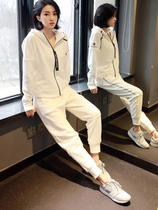 Sports Suit Women Autumn Winter 2022 Fashion White Big Code Casual Loose Running Fitness Clothing Two Sets Sportswear