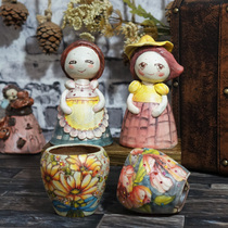 COctober 09 (Taobao live) gold sisters fleshy Korean ceramic coarse pottery personality simple flowerpot 01