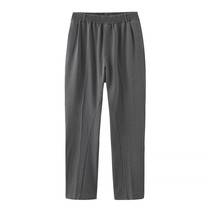 HAONANHHUANG Haonan Yellow Sheep Wool Blended High-gram Weight Micro-La Stereo Stripe Elastic Pants