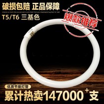  T6 T5 ring tube Round tube Four-pin three-primary color living room bedroom energy-saving fluorescent tube Ceiling lamp tube