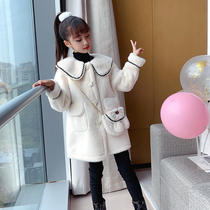 Girl coat autumn and winter clothing 2021 New Middle Child Net Red foreign gas girl fashion Princess fur one coat