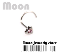 Thermal wave puncture jewelry titanium steel corner love graphics with drill nose nail nose ring (anti-allergy)