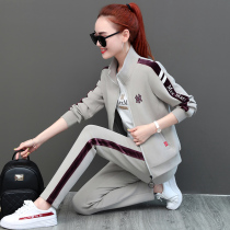 Sports Casual Suit Womens Spring Autumn Season 2022 New Standout Collar Sportswear Fashion Loose Foreign Air Sweater Three Sets