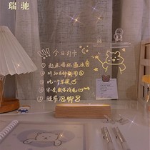 ins transparent luminous acrylic notebook board erasable message small whiteboard home memo prompt desktop writing board