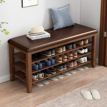 Door shoe changing stool home bench shoe cabinet integrated long stool pure solid wood entry bench wearing shoe stool