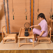 Original bamboo and rattan Japanese tatami tea table simple window table Kang table solid wood Tea Table Table low tea table