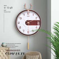 Kangba deer head fashion wall clock living room silent clock modern simple swing clock home personality quartz clock