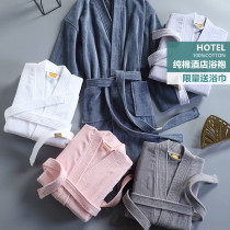 Hotel bathrobe Female mens bathrobe pure cotton towel material Summer nightgown couple cotton absorbent quick-drying swimming spring and autumn